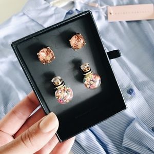 Vintage pink studs and double sided confetti studs